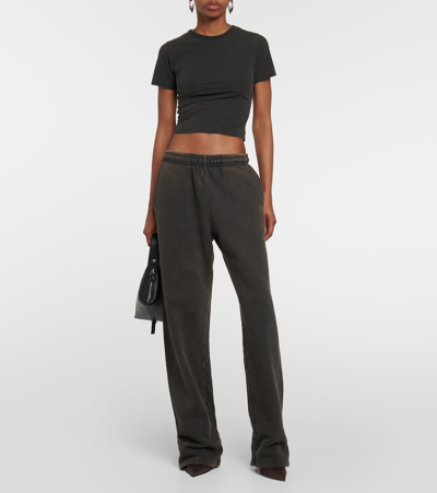 Shop Entire Studios Cropped Cotton Jersey Top In Black