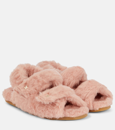 Shop Max Mara Sandya Shearling Sandals In Pink