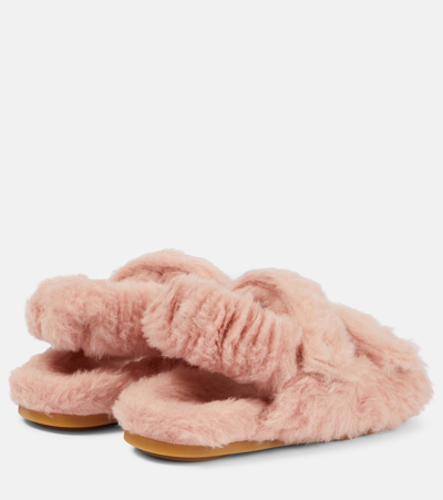 Shop Max Mara Sandya Shearling Sandals In Pink