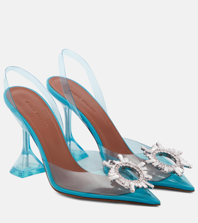 Shop Amina Muaddi Begum Embellished Pvc Sandals In Blue