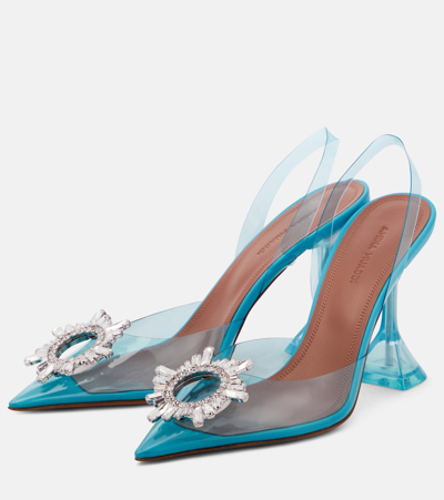 Shop Amina Muaddi Begum Embellished Pvc Sandals In Blue