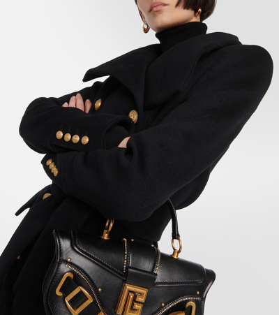 Shop Balmain Belted Wool And Cashmere Coat In Black