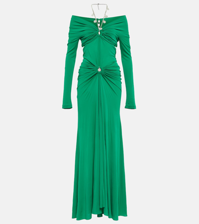 Rabanne Chain-embellished Jersey Maxi Dress In Black