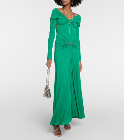 Rabanne Chain-embellished Jersey Maxi Dress In Black