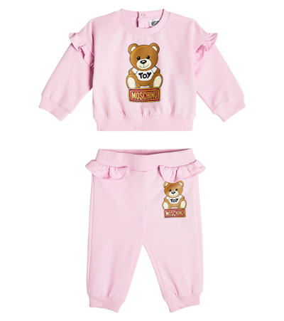 Shop Moschino Baby Teddy Bear Jersey Sweatshirt And Sweatpants Set In Multicoloured