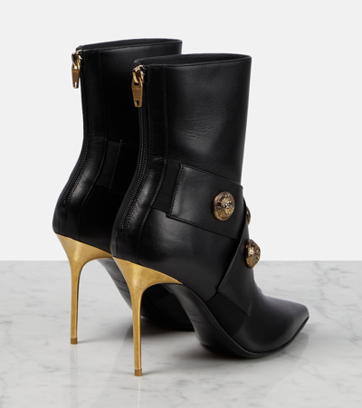 Shop Balmain Alma Leather Ankle Boots In Black