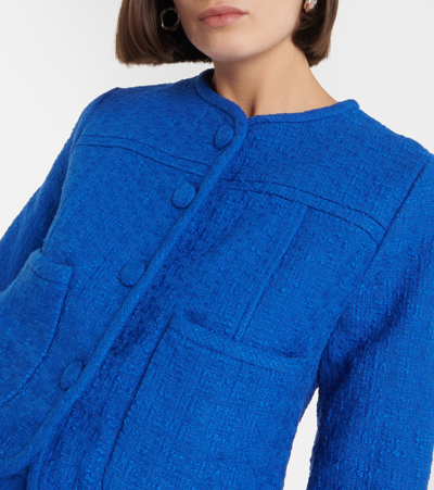 Shop Proenza Schouler White Label Cropped Tweed Jacket In Blue