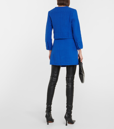 Shop Proenza Schouler White Label Cropped Tweed Jacket In Blue