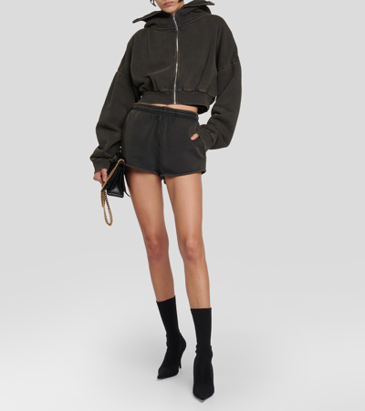 Entire Studios Womens Washedblack Micro Drawstring Cotton-jersey Shorts Xs In Black
