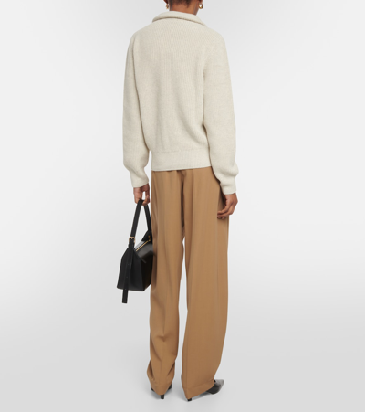 Shop Apc Alexanne Ribbed Cotton Sweater In Beige