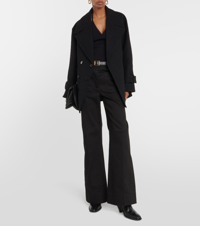 Shop Victoria Beckham Wool-blend Pea Coat In Black