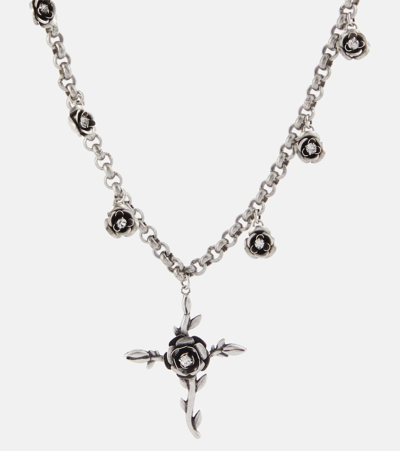 Shop Blumarine Embellished Necklace In Silver