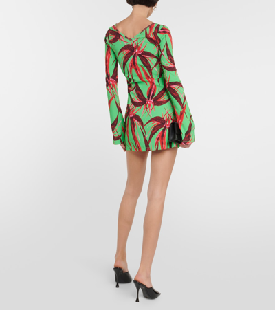 Shop Louisa Ballou Printed Ribbed-knit Jersey Minidress In Multicoloured