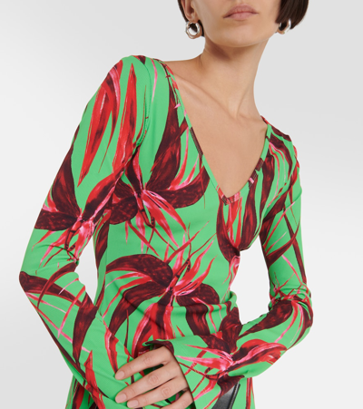 Louisa Ballou Printed Ribbed-knit Jersey Minidress In Multicoloured
