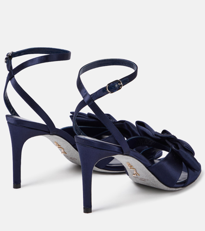 Shop René Caovilla Bow-detail Embellished Satin Pumps In Blue