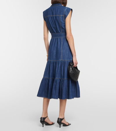 Shop Veronica Beard Arnetta Denim Midi Dress In Blue