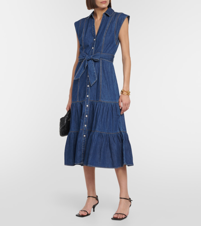 Shop Veronica Beard Arnetta Denim Midi Dress In Blue
