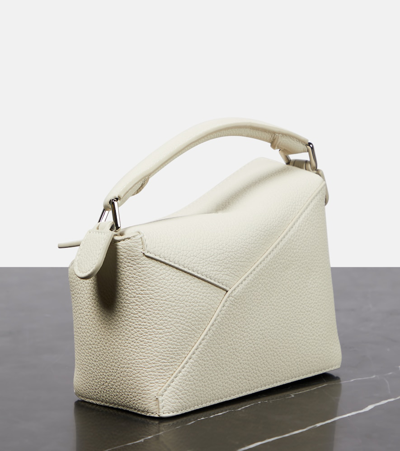 Shop Loewe Puzzle Mini Leather Shoulder Bag In White