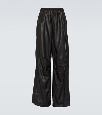 Shop Balenciaga Leather Pants In Black