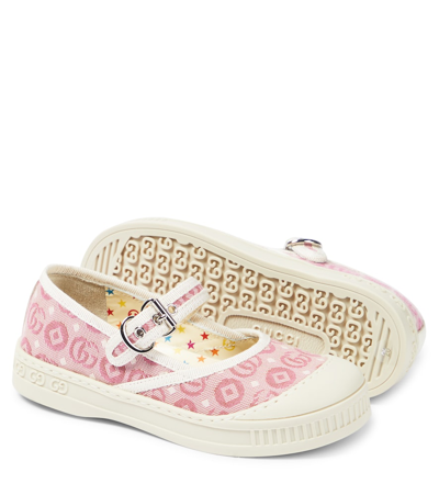 Shop Gucci Double G Canvas Ballet Flats In Pink