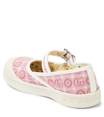 Shop Gucci Double G Canvas Ballet Flats In Pink