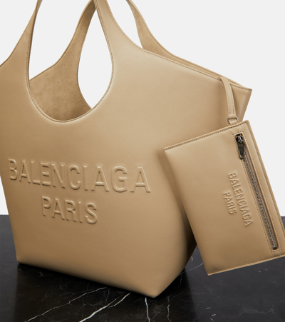 Shop Balenciaga Mary-kate Medium Leather Tote Bag In Beige