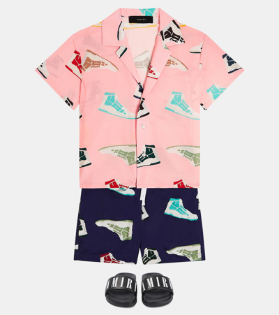Amiri Skel Top Printed Cotton Shirt In Pink