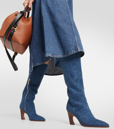 Chloé Denim Midi Skirt In Blue