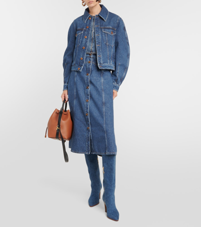 Chloé Denim Midi Skirt In Blue