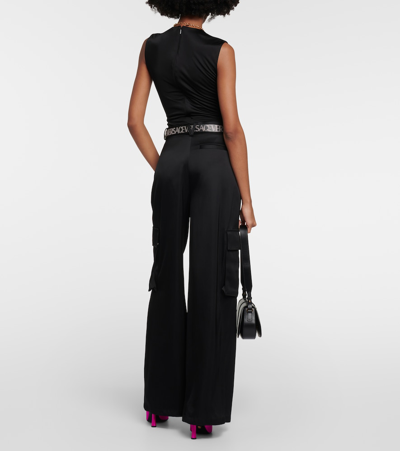 Shop Versace X Dua Lipa Satin Bodysuit In Black