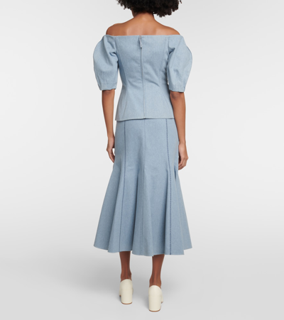 Gabriela Hearst Ellen Off-shoulder Cotton Top In Blue