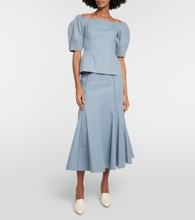 Gabriela Hearst Ellen Off-shoulder Cotton Top In Blue
