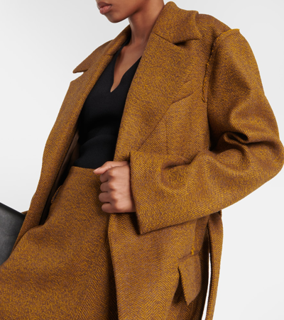 Victoria Beckham Wool-blend Coat In Brown