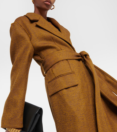 Shop Victoria Beckham Wool-blend Coat In Brown