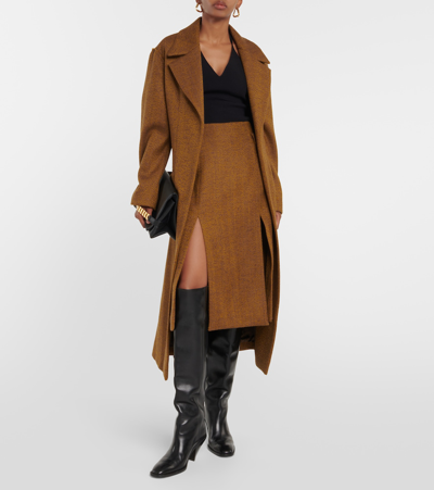 Victoria Beckham Wool-blend Coat In Brown