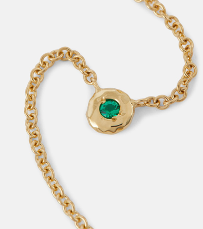 Octavia Elizabeth Nesting Gem 18kt Gold Necklace With Emerald In Gold