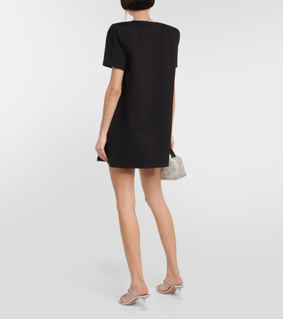 Area Crystal-embellished Stretch-ponte Mini Dress In Black
