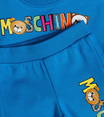 Shop Moschino Baby Logo Cotton Jersey Sweatshirt And Sweatpants Set In Multicoloured