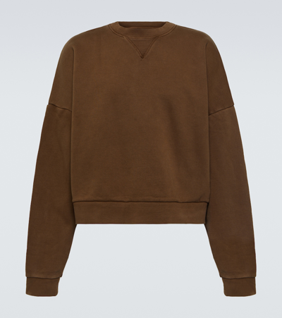 Shop Entire Studios Box Crew Cotton Sweatshirt In Brown