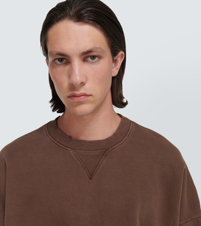 Shop Entire Studios Box Crew Cotton Sweatshirt In Brown
