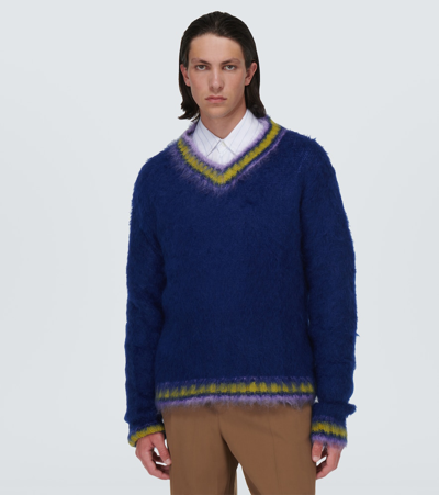 Shop Marni Mohair-blend Sweater In Blue