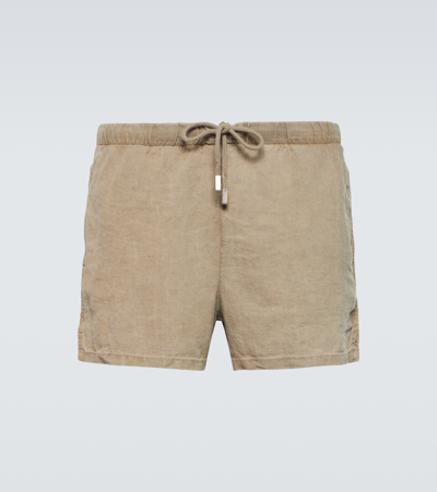 Shop Vilebrequin Linen Bermuda Shorts In Beige
