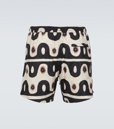 Shop Commas Printed Swim Trunks In Black