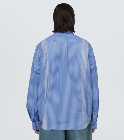 Shop Balenciaga Striped Cotton-blend Shirt In Blue