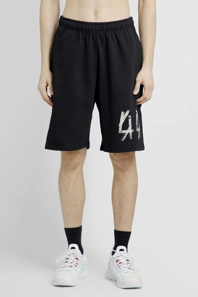 44 Label Group Logo-print Cotton Track Shorts In Black