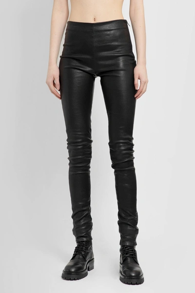 Ann Demeulemeester Lambskin Stretch-waistband Trousers In Black
