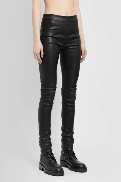 Ann Demeulemeester Lambskin Stretch-waistband Trousers In Black