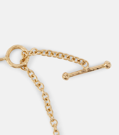 Octavia Elizabeth Heart & Toggle 18kt Gold Necklace With Emerald In Gold