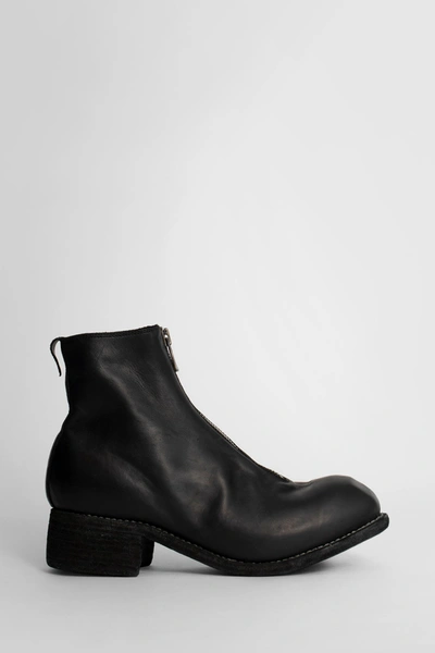 Guidi Front Zip Leather Ankle Boots In Black