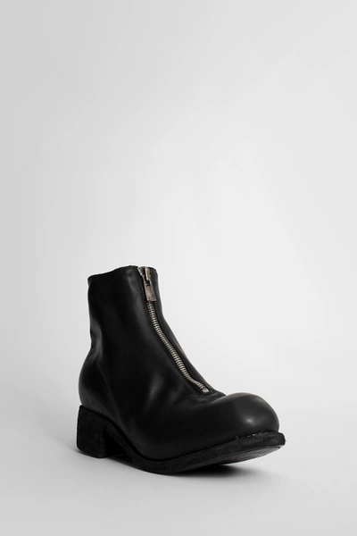 Guidi Front Zip Leather Ankle Boots In Black